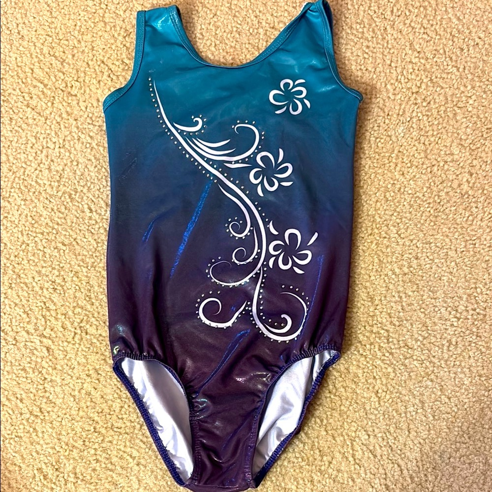 Blue and Purple Floral Swirl Leotard